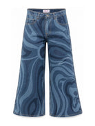 Pantalone per bambina Emilio Pucci Kids denim con stampa grafica marmo all-over PZ6B20 Z3664 620 EMILIO PUCCI KIDS 