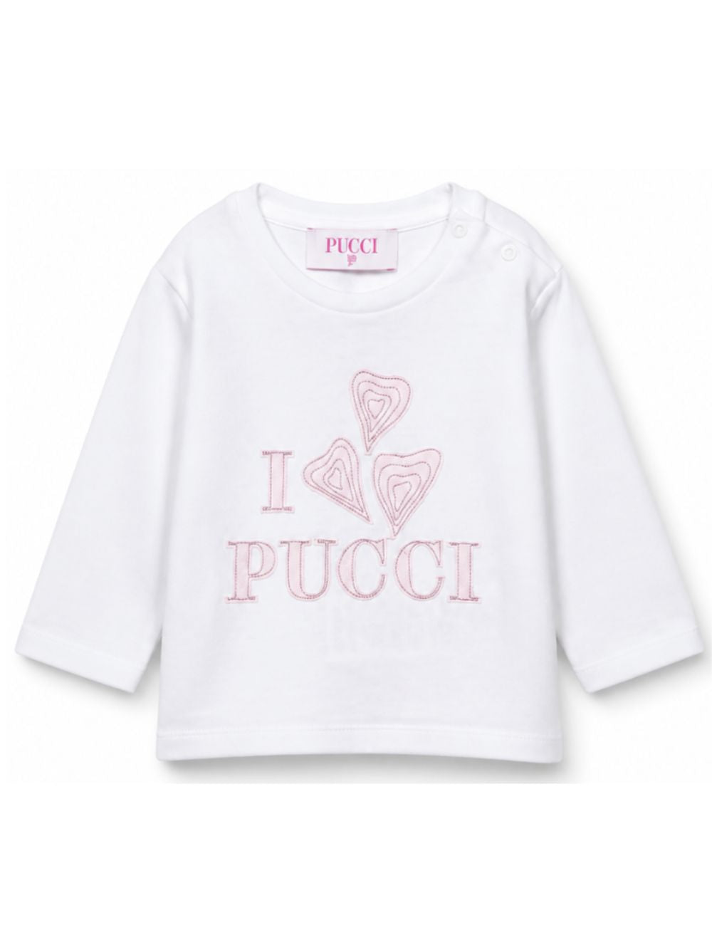 T-shirt per neonata Emilio Pucci Kids bianca con patch logo PZ8000 Z3672 100RS EMILIO PUCCI KIDS 