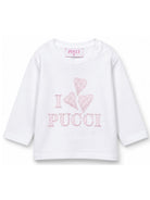 T-shirt per neonata Emilio Pucci Kids bianca con patch logo PZ8000 Z3672 100RS EMILIO PUCCI KIDS 
