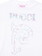T-shirt per neonata Emilio Pucci Junior bianca con stampa sul davanti PZ8011 Z3672 100 EMILIO PUCCI KIDS 