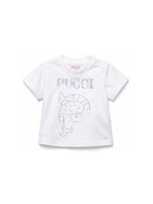 T-shirt per neonata Emilio Pucci Junior bianca con stampa sul davanti PZ8011 Z3672 100 EMILIO PUCCI KIDS 