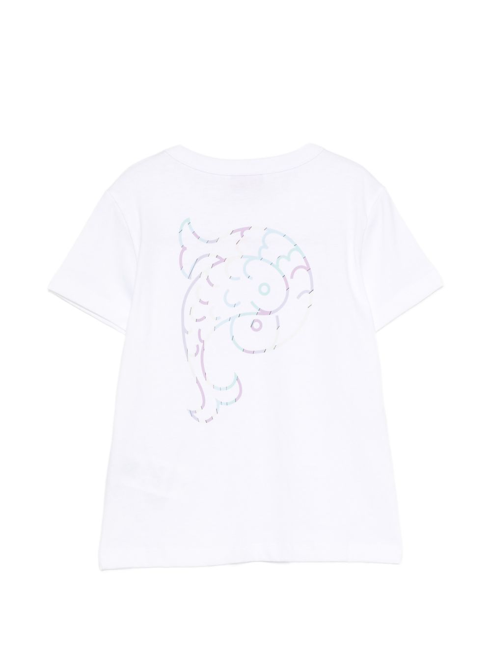 T-shirt per bambina Emilio Pucci Junior bianca con dettaglio logo con motivo Iride PZ8A21 Z3672 100 EMILIO PUCCI KIDS 