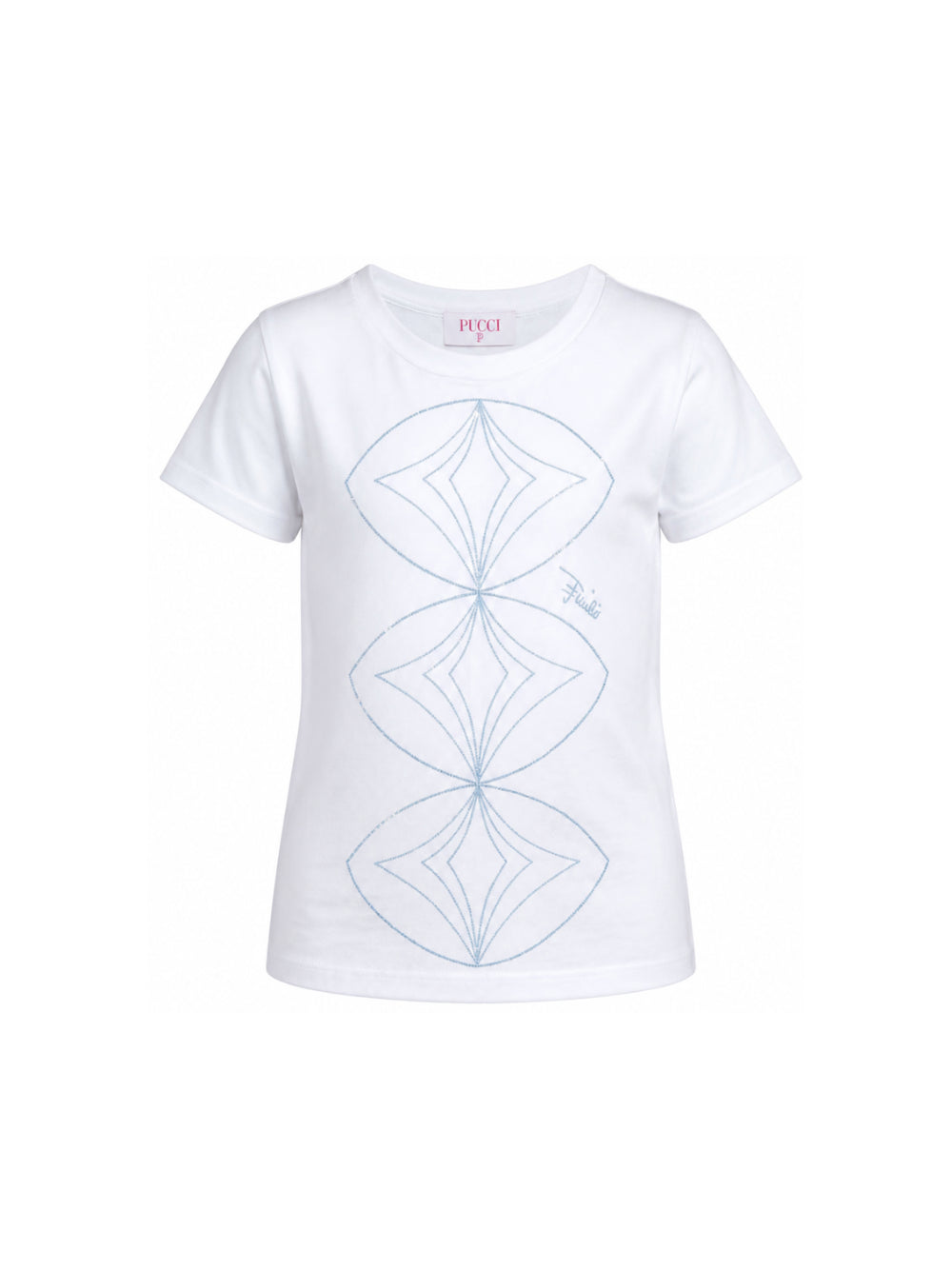 T-shirt per bambina Emilio Pucci Kids bianca con dettagli paillettes PZ8B01 Z3672 100CE EMILIO PUCCI KIDS 