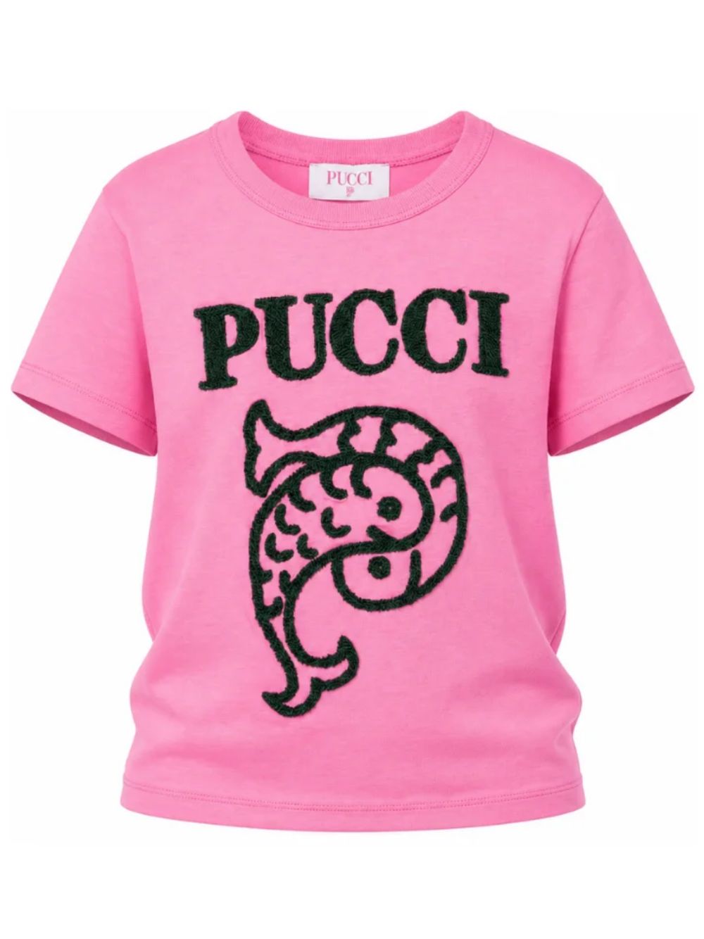 T-shirt per bambina Emilio Pucci Kids rosa con logo ricamato sul davanti PZ8B31 Z3277 543VE EMILIO PUCCI KIDS 
