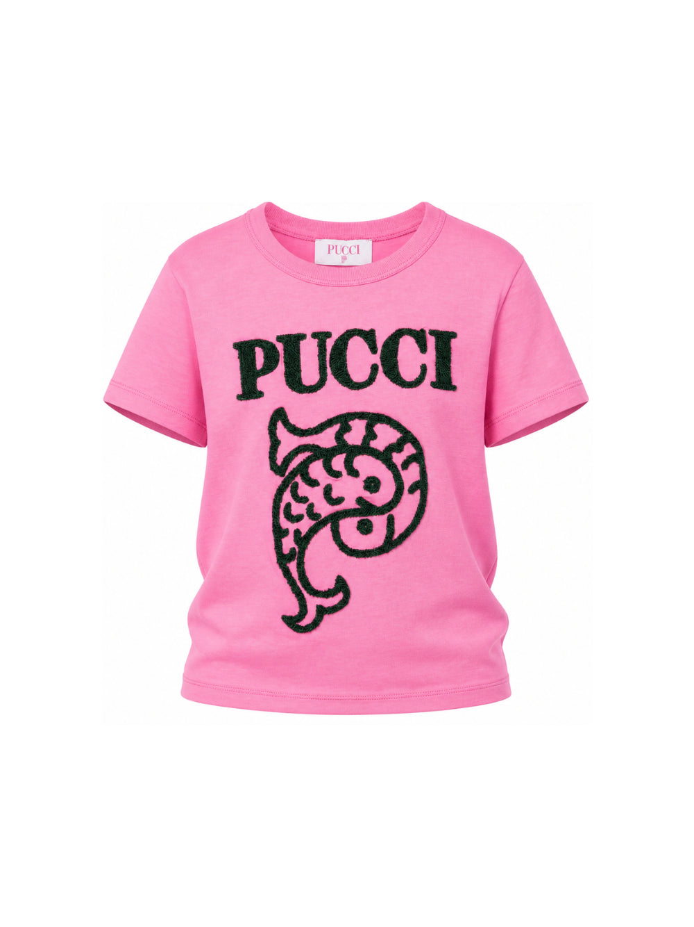 T-shirt per bambina Emilio Pucci Kids rosa con logo ricamato sul davanti PZ8B31 Z3277 543VE EMILIO PUCCI KIDS 