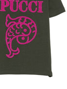 T-shirt per bambina Emilio Pucci Kids verde con logo ricamato sul davanti PZ8B31 Z3277 70JFU EMILIO PUCCI KIDS 