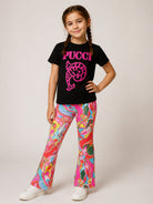 T-shirt per bambina Emilio Pucci Kids nera con logo ricamato sul davanti PZ8B31 Z3277 930FU EMILIO PUCCI KIDS 