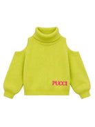 Maglione per bambina Emilio Pucci Kids verde con logo ricamato sul davanti PZ9A00 Z2362 784 EMILIO PUCCI KIDS 