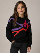 Maglione per bambina Emilio Pucci Kids nero con stampa astratta PZ9A20 W0218 930 EMILIO PUCCI KIDS 