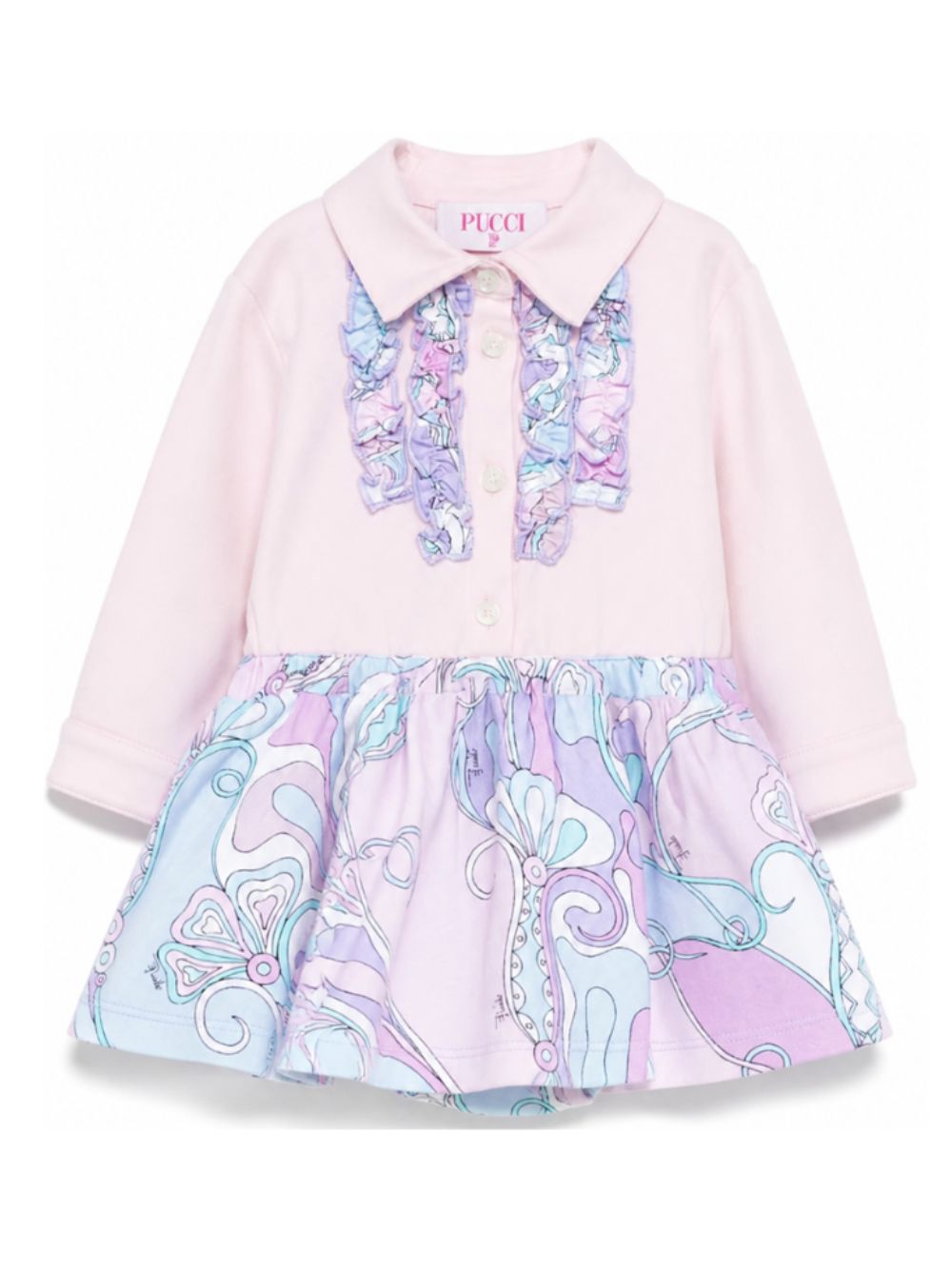 Abito per neonata Emilio Pucci Kids rosa con dettaglio stampa iride PZA000 Z3278 51S EMILIO PUCCI KIDS 