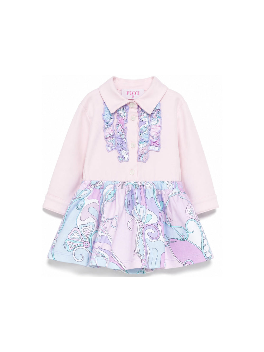 Abito per neonata Emilio Pucci Kids rosa con dettaglio stampa iride PZA000 Z3278 51S EMILIO PUCCI KIDS 