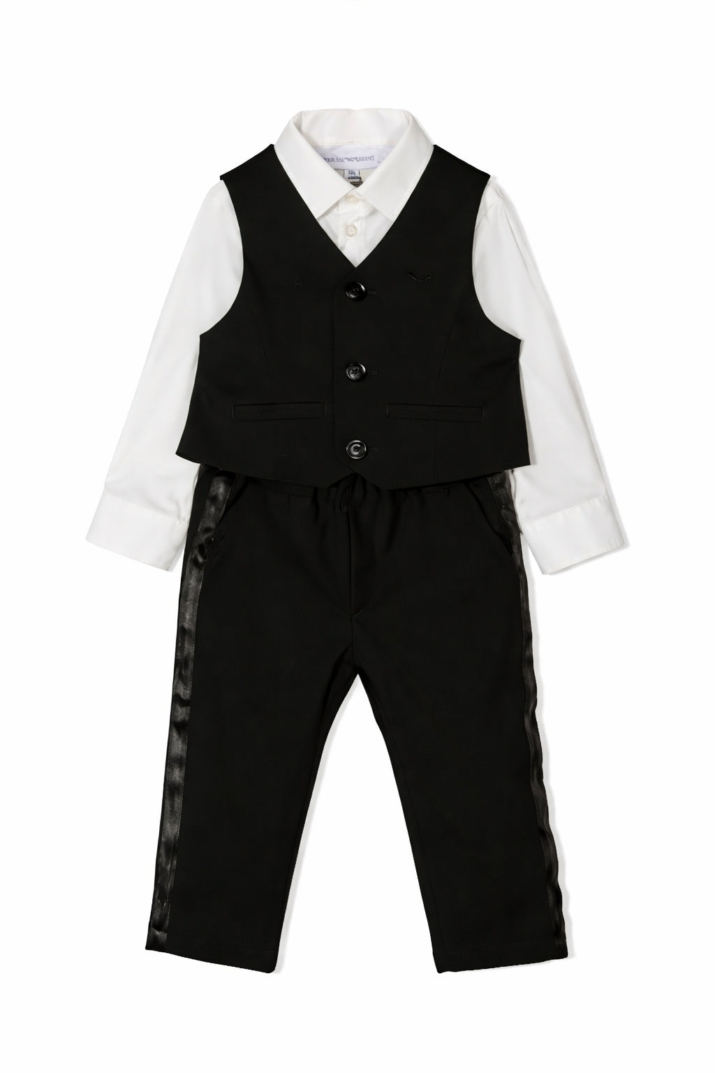 Completo tre pezzi per neonato Emporio Armani Kids bianco e nero con logo ricamato 6HH810 4N3FZ 0999 EMPORIO ARMANI KIDS 