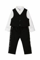 Completo tre pezzi per neonato Emporio Armani Kids bianco e nero con logo ricamato 6HH810 4N3FZ 0999 EMPORIO ARMANI KIDS 