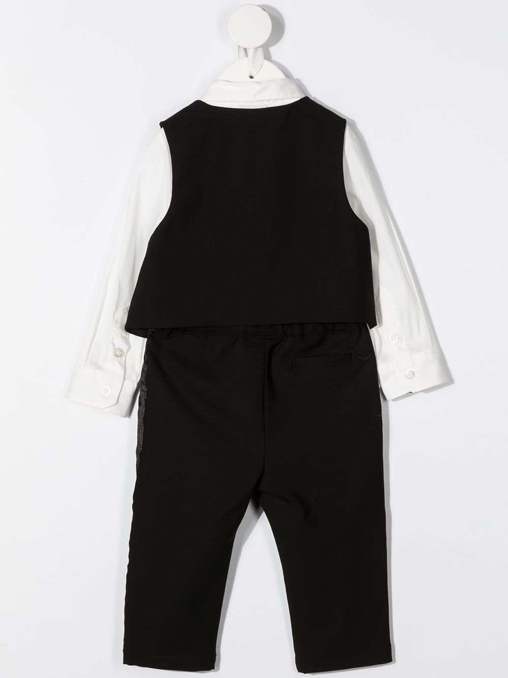 Completo tre pezzi per neonato Emporio Armani Kids bianco e nero con logo ricamato 6HH810 4N3FZ 0999 EMPORIO ARMANI KIDS 