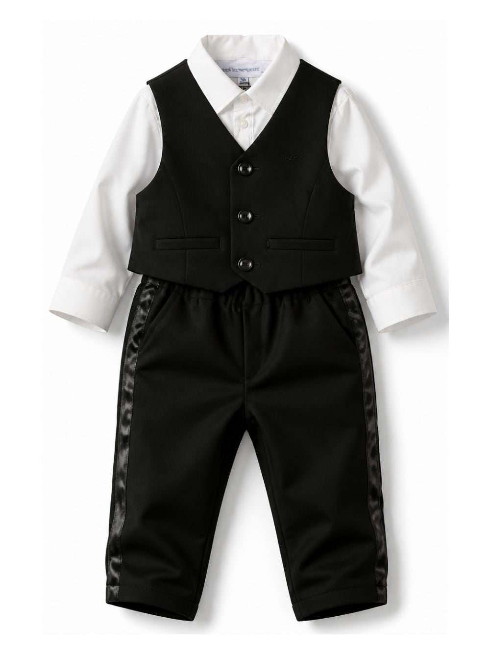 Completo tre pezzi per neonato Emporio Armani Kids bianco e nero con logo ricamato 6HH810 4N3FZ 0999 EMPORIO ARMANI KIDS 