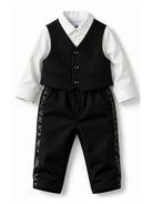 Completo tre pezzi per neonato Emporio Armani Kids bianco e nero con logo ricamato 6HH810 4N3FZ 0999 EMPORIO ARMANI KIDS 