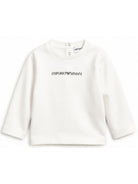 T-shirt per neonato Emporio Armani Kids bianca con logo sul davanti EB000418 AF15013 M0135 EMPORIO ARMANI KIDS 