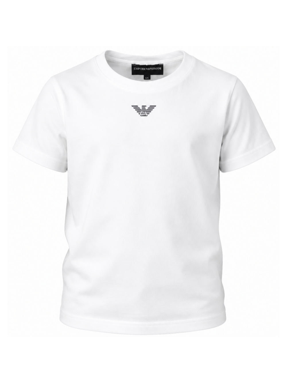 T-shirt per bambino Emporio Armani Kids bianca con logo sul davanti EB000421 AF15013 M0134 EMPORIO ARMANI KIDS 