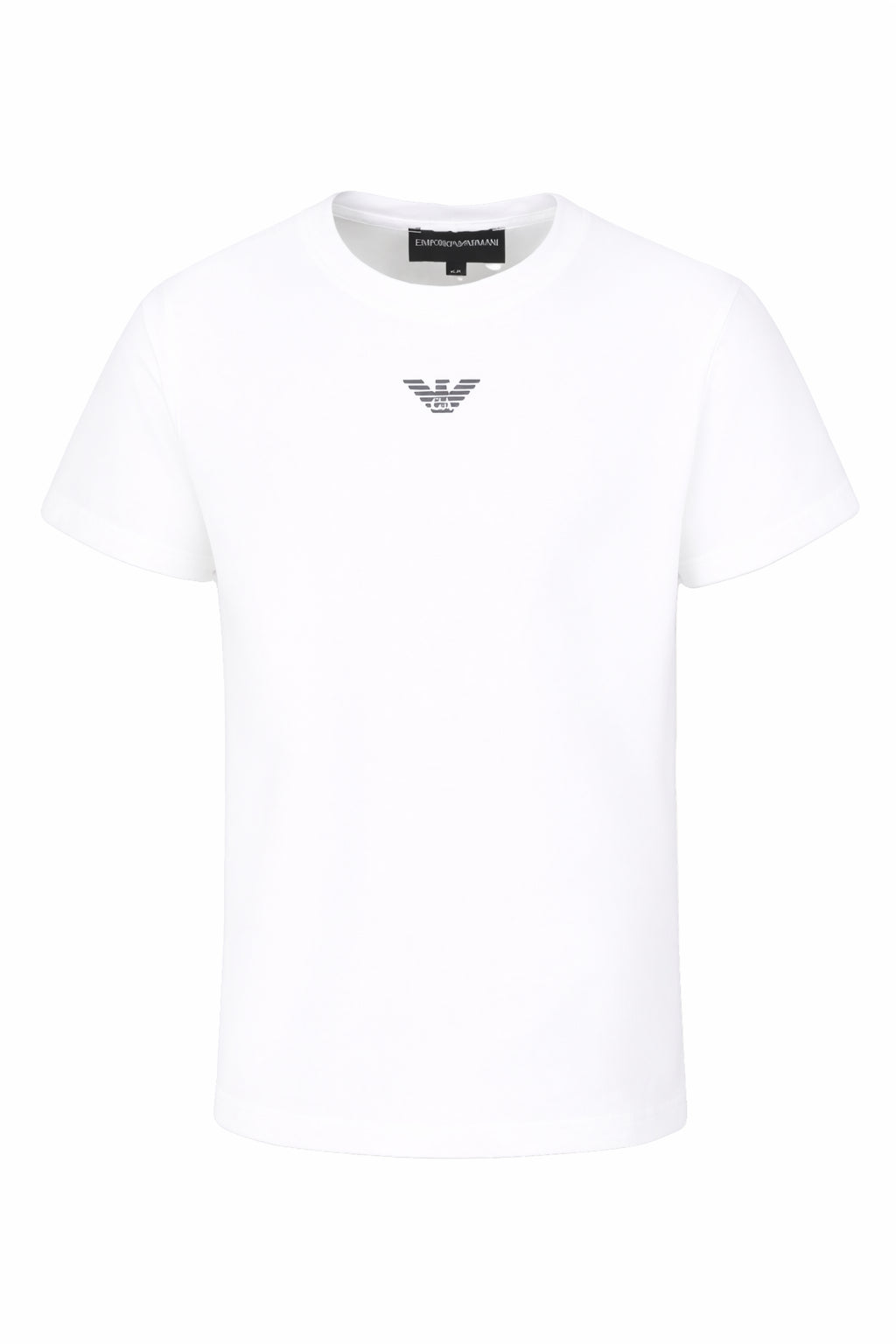 T-shirt per bambino Emporio Armani Kids bianca con logo sul davanti EB000421 AF15013 M0134 EMPORIO ARMANI KIDS 