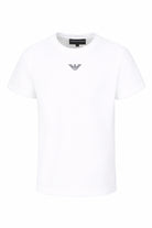 T-shirt per bambino Emporio Armani Kids bianca con logo sul davanti EB000421 AF15013 M0134 EMPORIO ARMANI KIDS 