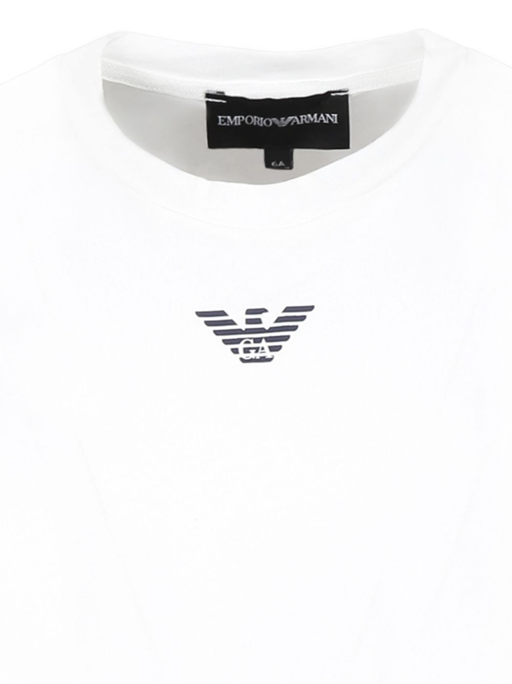 T-shirt per bambino Emporio Armani Kids bianca con logo sul davanti EB000421 AF15013 M0134 EMPORIO ARMANI KIDS 