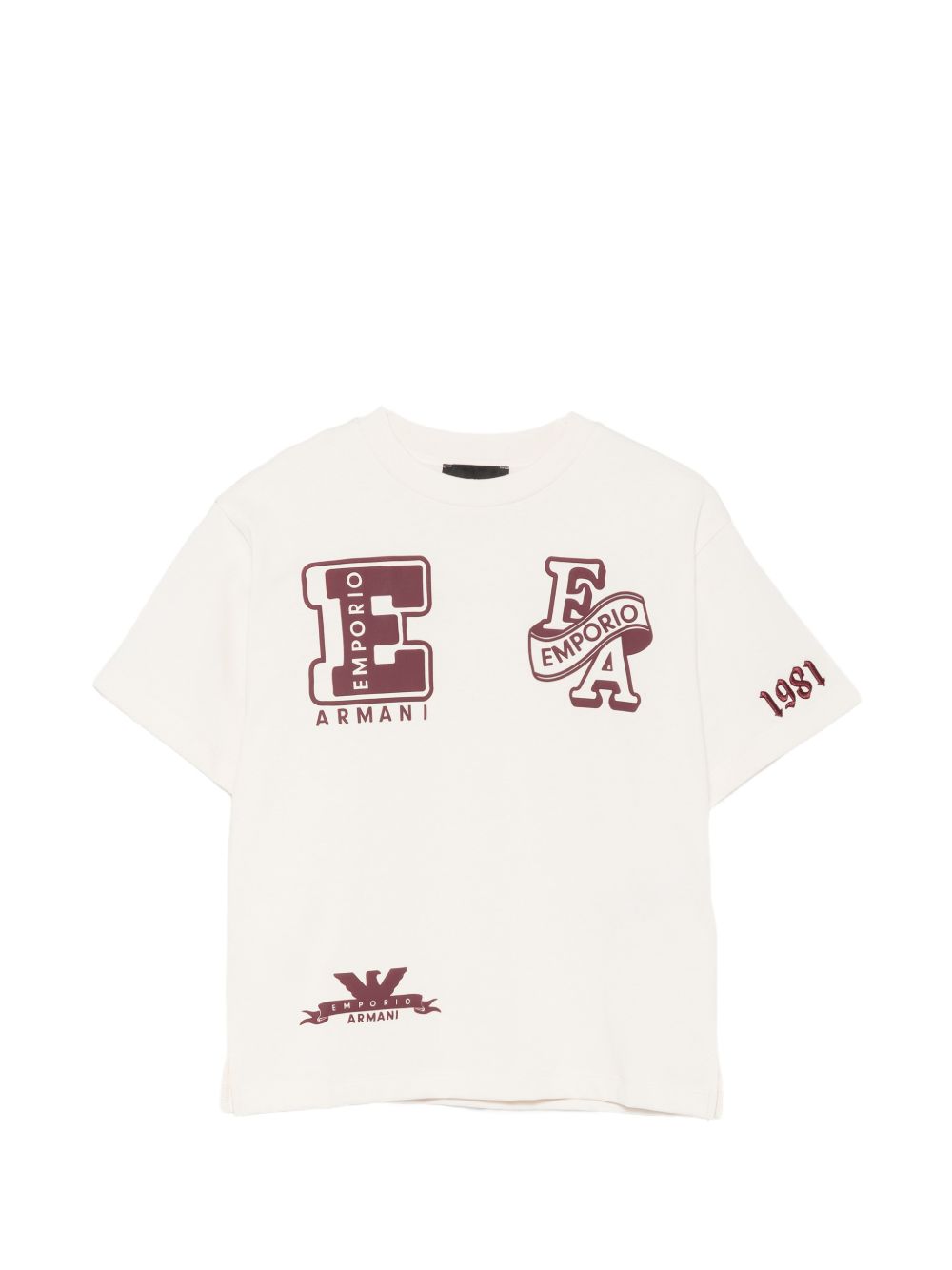 T-shirt per bambino Emporio Armani Kids bianca opaca con stampa logo sul davanti EB001362 AF13715 U1009 EMPORIO ARMANI KIDS 
