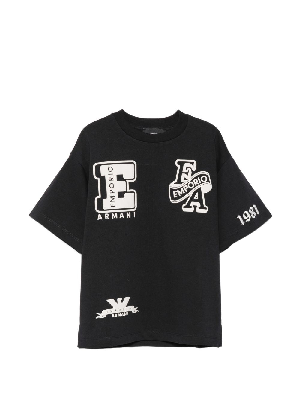 T-shirt per bambino Emporio Armani Kids nera con stampa grafica sul davanti EB001362 AF13715 UB118 EMPORIO ARMANI KIDS 