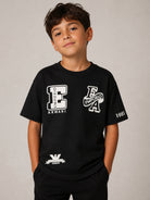 T-shirt per bambino Emporio Armani Kids nera con stampa grafica sul davanti EB001362 AF13715 UB118 EMPORIO ARMANI KIDS 