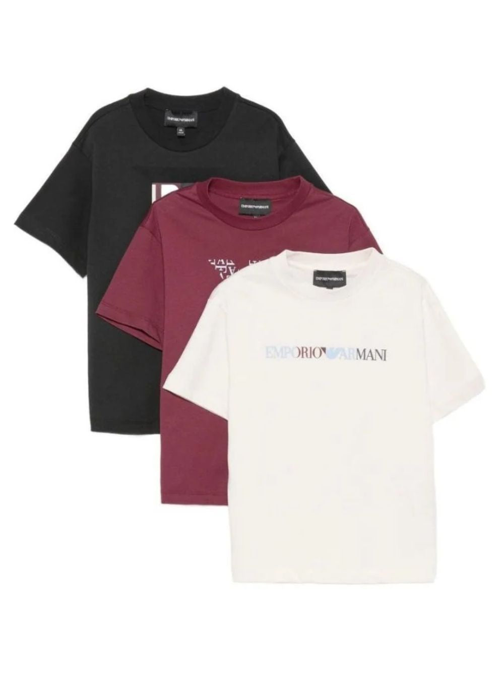 Set di tre t-shirt per bambino Emporio Armani Kids multicolore con logo sul davanti EB001363 AF16162 MZ978 EMPORIO ARMANI KIDS 