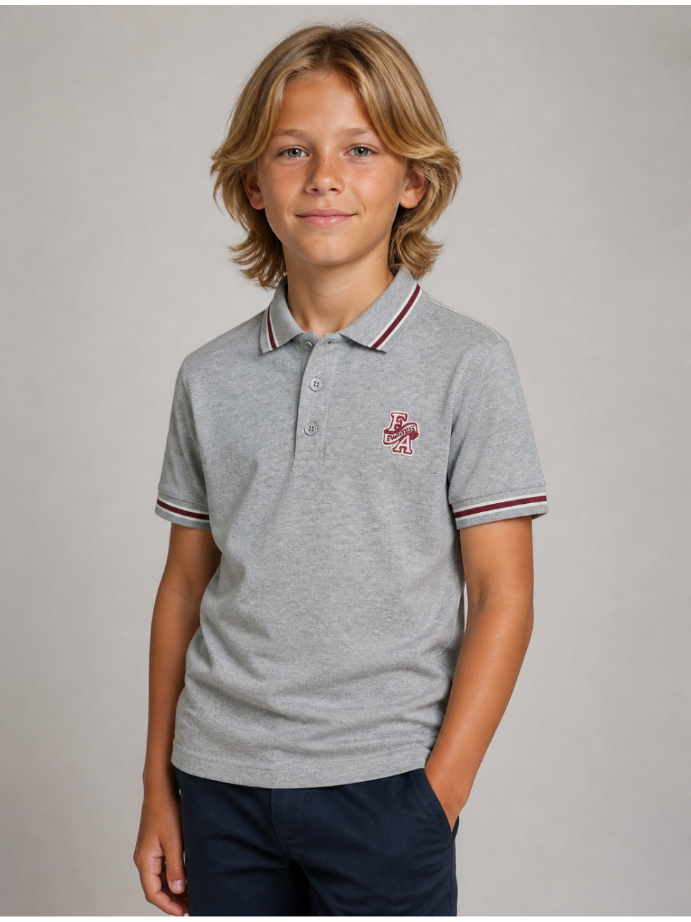 T-shirt per bambino Emporio Armani Kids grigia con logo applicato sul davanti EB001381 AF13715 O8042 EMPORIO ARMANI KIDS 