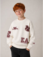 Felpa per bambino Emporio Armani Kids bianco sporco con stampa logo sul retro EB001389 AF10126 U1009 EMPORIO ARMANI KIDS 