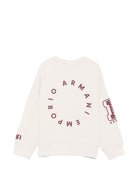 Felpa per bambino Emporio Armani Kids bianco sporco con stampa logo sul retro EB001389 AF10126 U1009 EMPORIO ARMANI KIDS 