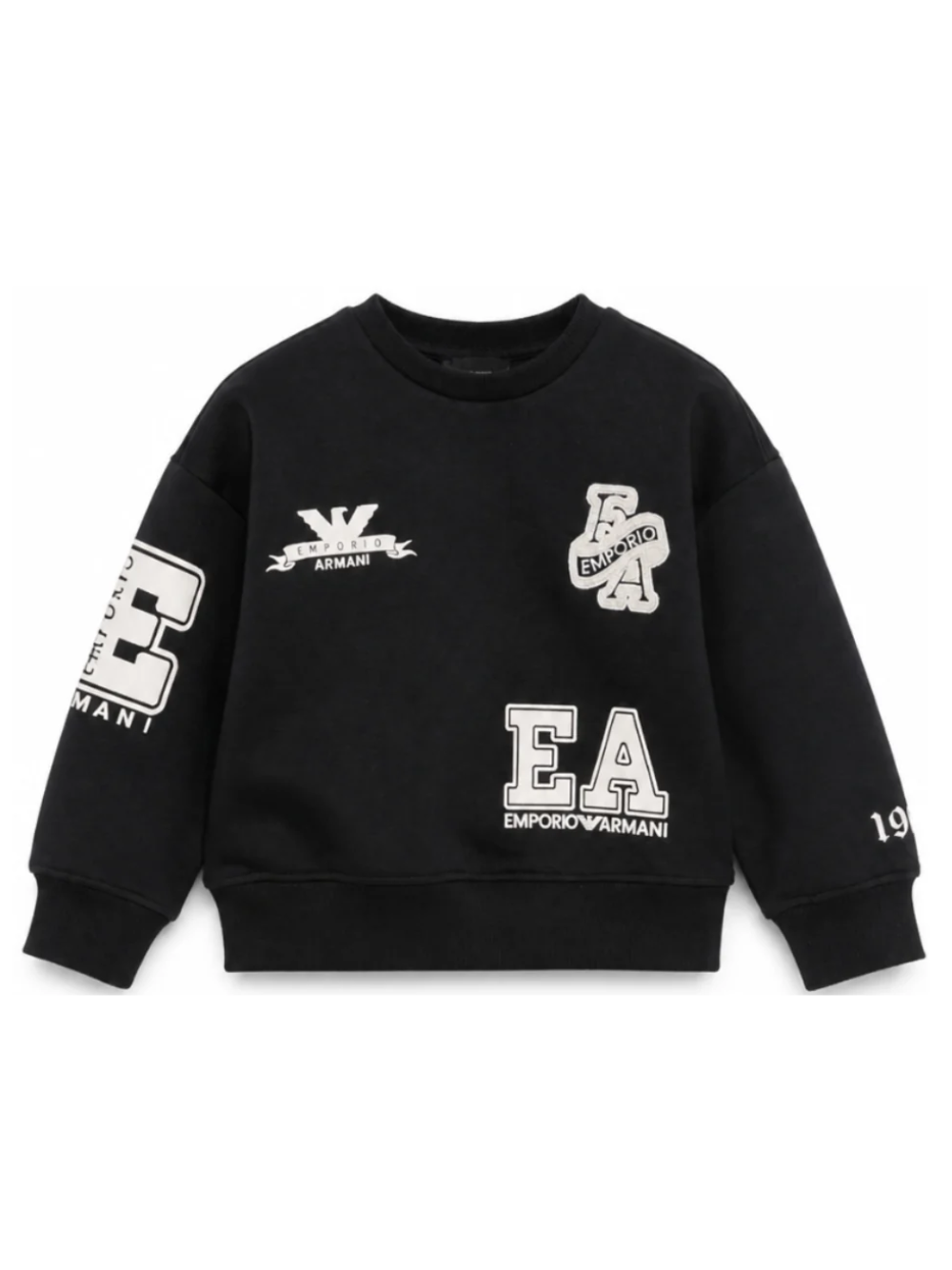 Felpa per bambino Emporio Armani Kids nera con patch logo EB001389 AF10126 UB118 EMPORIO ARMANI KIDS 