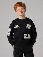 Felpa per bambino Emporio Armani Kids nera con patch logo EB001389 AF10126 UB118 EMPORIO ARMANI KIDS 