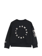 Felpa per bambino Emporio Armani Kids nera con patch logo EB001389 AF10126 UB118 EMPORIO ARMANI KIDS 