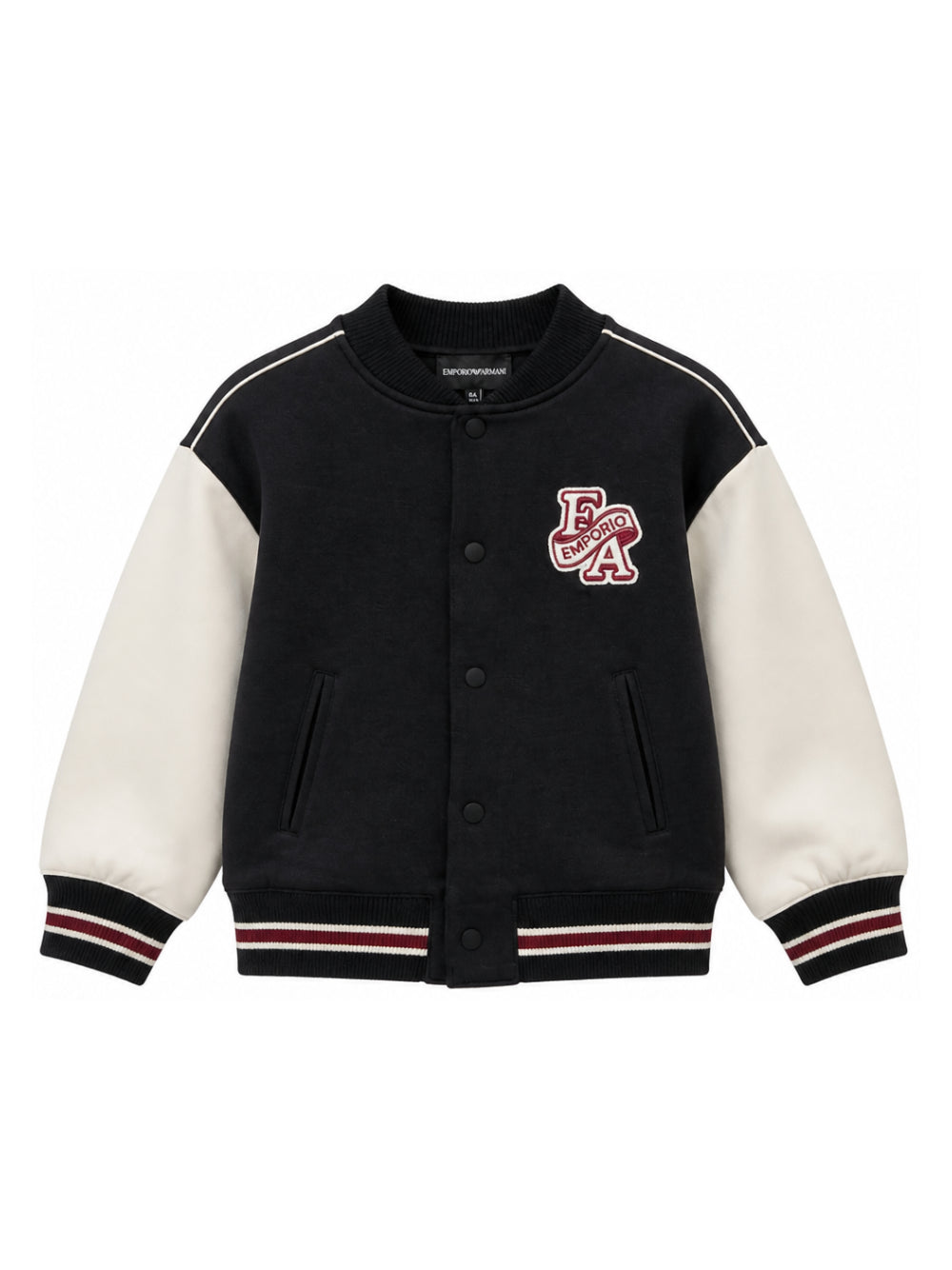 Felpa per bambino Emporio Armani Kids nera con applicazione con logo sul petto EB001390 AF10126 MZ998 EMPORIO ARMANI KIDS 