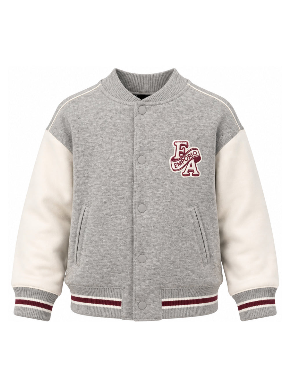 Felpa per bambino Emporio Armani Kids grigia con applicazione con logo sul petto EB001390 AF10126 MZ999 EMPORIO ARMANI KIDS 