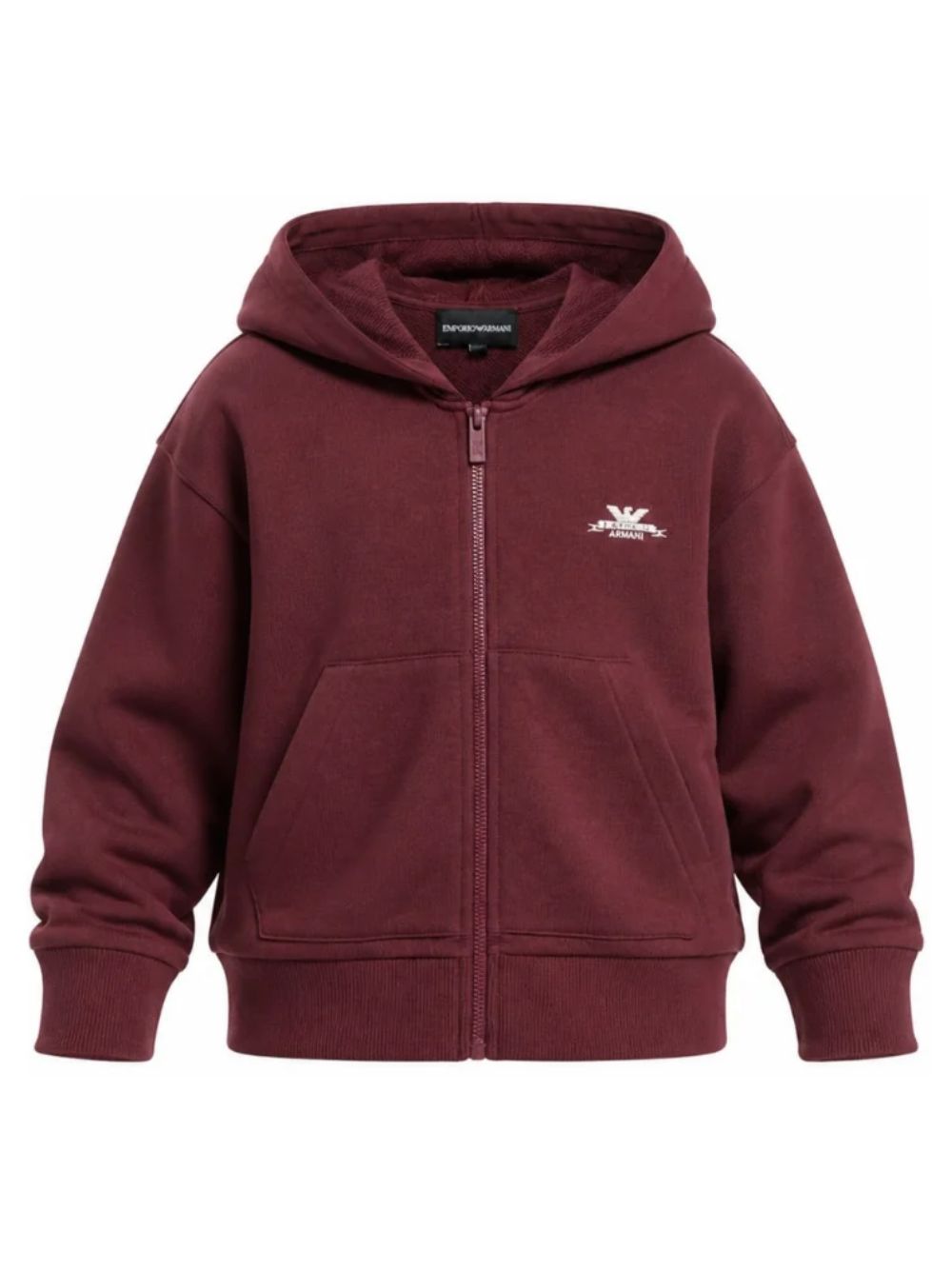 Felpa per bambino Emporio Armani Kids bordeaux con patch del logo sul retro EB001391 AF26020 UA343 EMPORIO ARMANI KIDS 