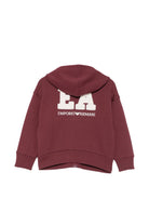 Felpa per bambino Emporio Armani Kids bordeaux con patch del logo sul retro EB001391 AF26020 UA343 EMPORIO ARMANI KIDS 