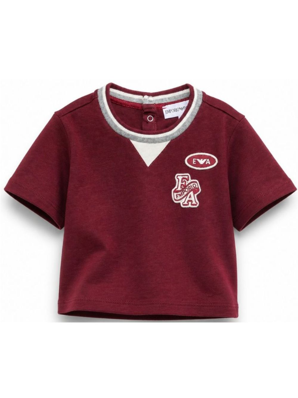 T-shirt per neonato Emporio Armani Kids bordeaux con patta logo EB001439 AF13715 UA343 EMPORIO ARMANI KIDS 