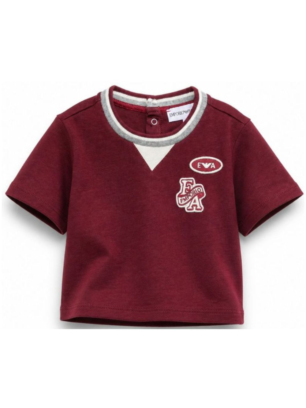 T-shirt per neonato Emporio Armani Kids bordeaux con patta logo EB001439 AF13715 UA343 EMPORIO ARMANI KIDS 