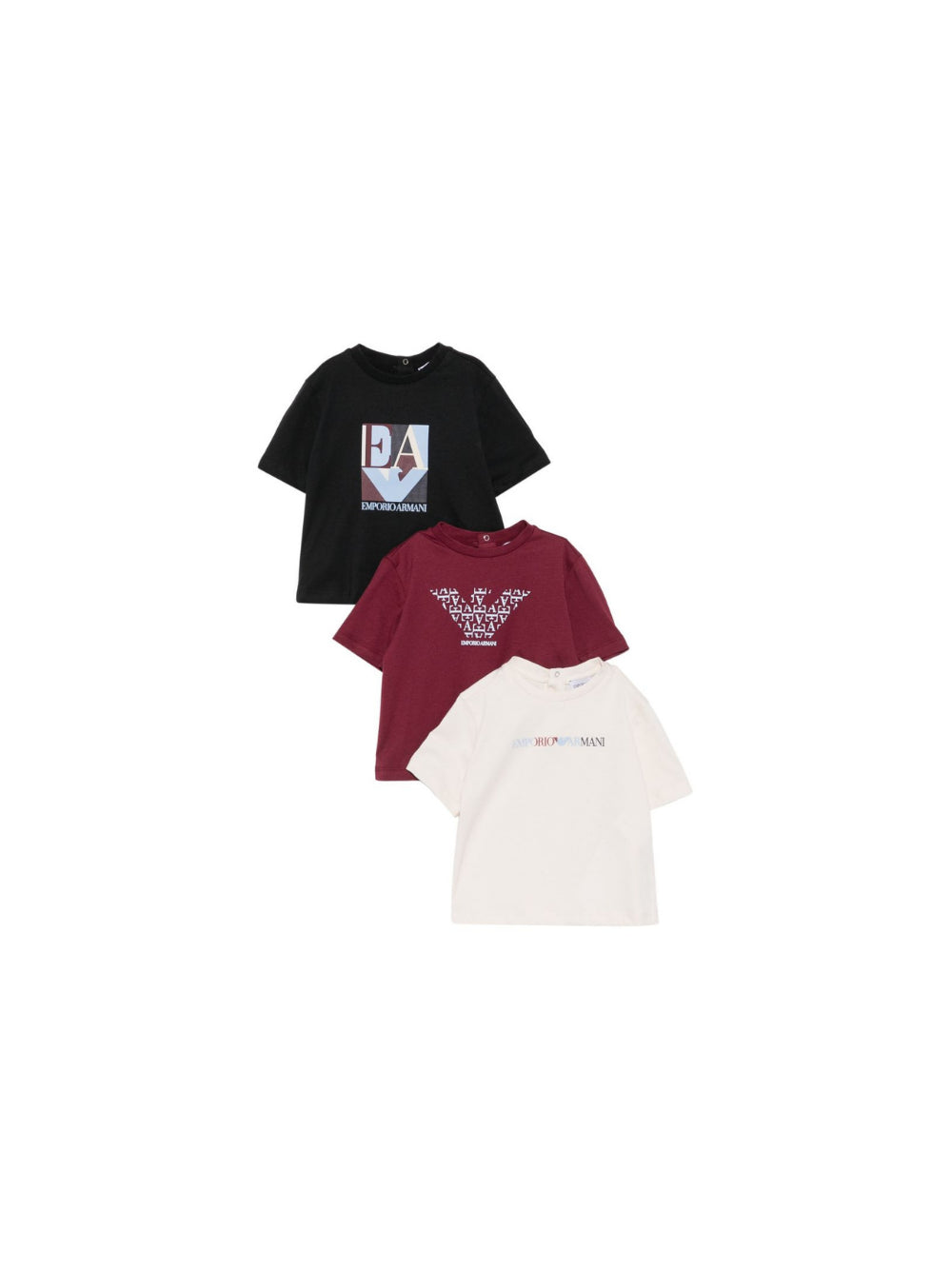 Set di tre t-shirt per neonato Emporio Armani Kids multicolore con stampa grafica EB001440 AF16162 MZ978 EMPORIO ARMANI KIDS 