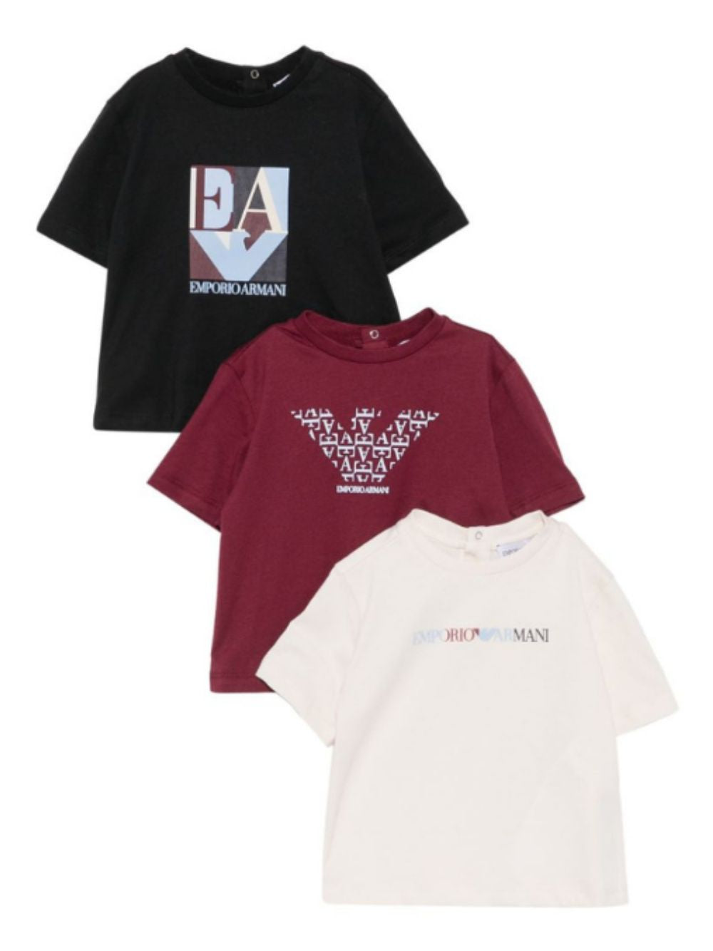 Set di tre t-shirt per neonato Emporio Armani Kids multicolore con stampa grafica EB001440 AF16162 MZ978 EMPORIO ARMANI KIDS 
