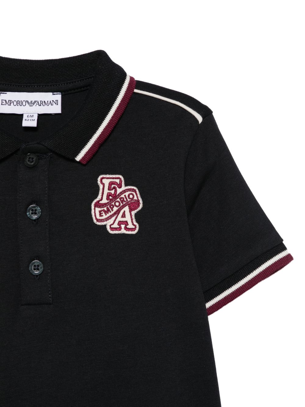 Polo per neonato Emporio Armani Kids nera con applicazione con logo sul petto EB001452 AF13715 UB118 EMPORIO ARMANI KIDS 