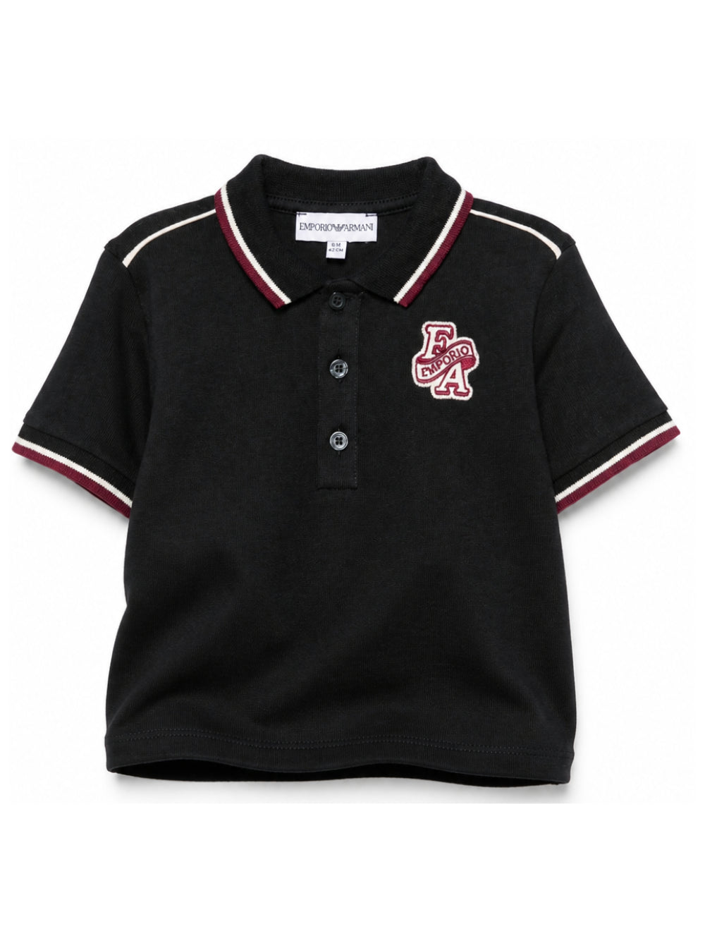 Polo per neonato Emporio Armani Kids nera con applicazione con logo sul petto EB001452 AF13715 UB118 EMPORIO ARMANI KIDS 