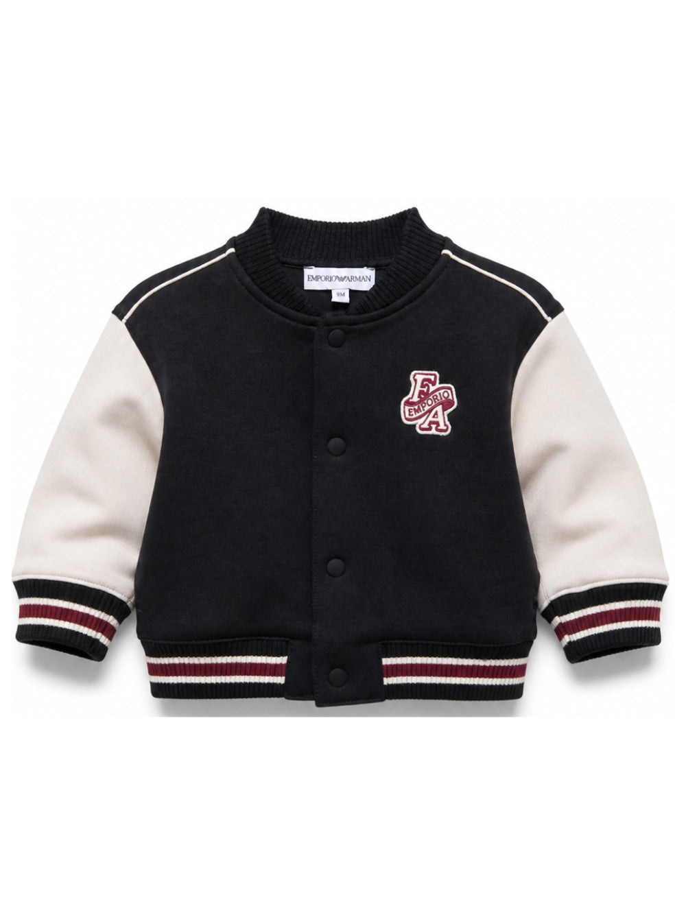 Felpa per neonato Emporio Armani Kids nera con applicazione logo sul petto EB001459 AF10126 MZ998 EMPORIO ARMANI KIDS 