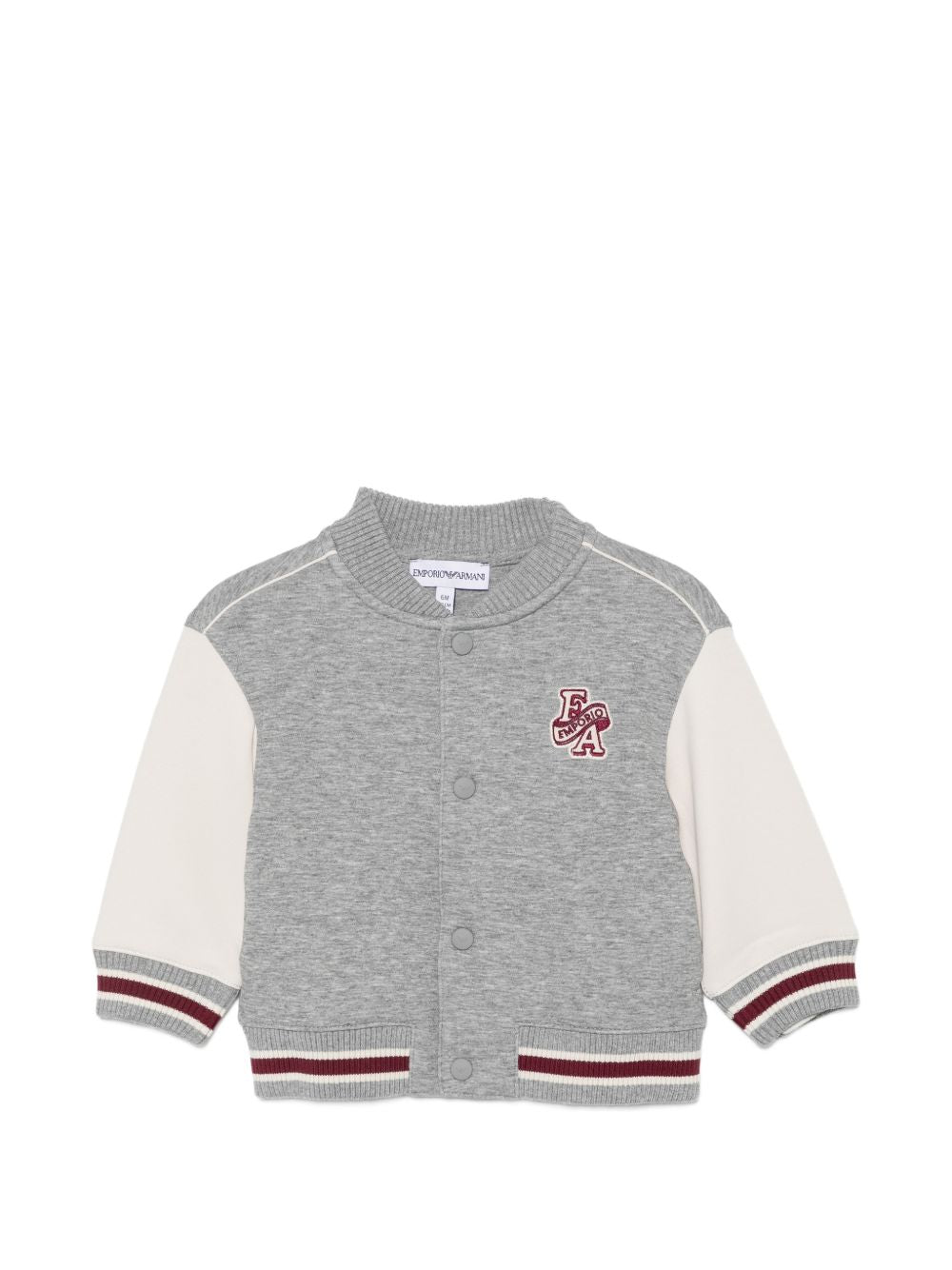 Felpa per neonato Emporio Armani Kids grigia con applicazione frontale con logo EB001459 AF10126 MZ999 EMPORIO ARMANI KIDS 