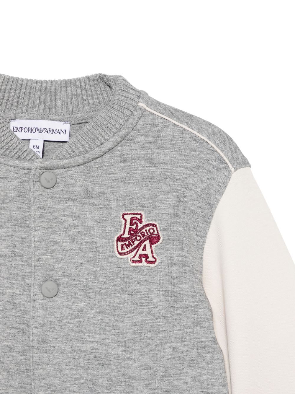Felpa per neonato Emporio Armani Kids grigia con applicazione frontale con logo EB001459 AF10126 MZ999 EMPORIO ARMANI KIDS 