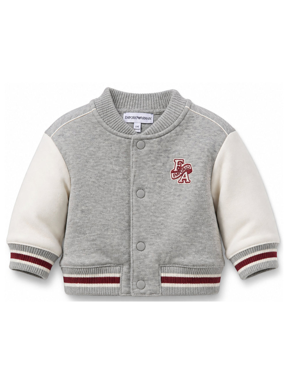 Felpa per neonato Emporio Armani Kids grigia con applicazione frontale con logo EB001459 AF10126 MZ999 EMPORIO ARMANI KIDS 
