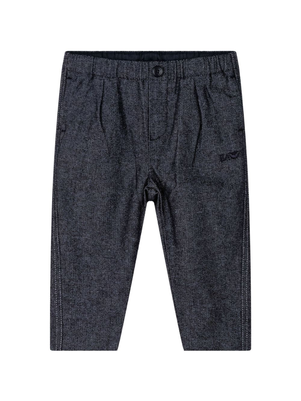Pantaloni per neonato Emporio Armani Kids blu con dettaglio plissettato EB001467 AF25919 FB056 EMPORIO ARMANI KIDS 
